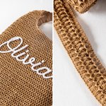 Personalised Multicolour Name Crochet Raffia Tote Bag Beach Vacation Bachelorette Party Birthday Gift for Her