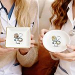 Personalised Medical Birth Flower Jewellery Tray with Name Nurses' Day Birthday Gift for Medical Staff Nurse Doctor