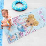 Personalisierte Meerjungfrau schnell trocknende überdimensionale Strandtuch mit Namen Freizeit Urlaub Strand Party Geburtstag Geschenk für Mädchen Familie