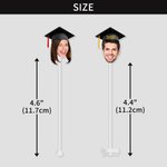 Personalized Graduation Cap Face Photo Acrylic Cocktail Stick Drink Stirrer with Year Graduation Party Gift for Friends Graduates
