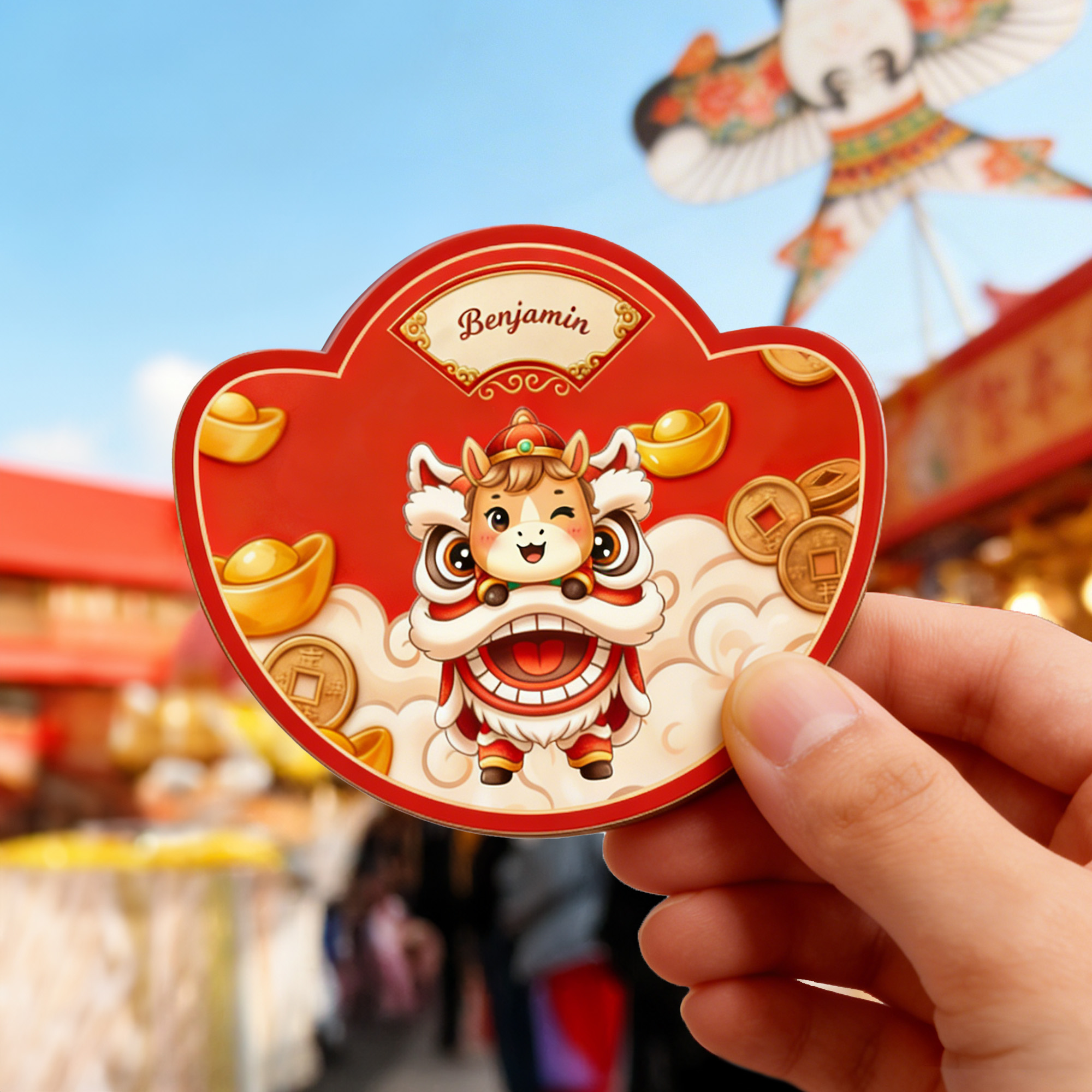 Personalisierte niedliche Chinesisch-Stil Pferd magnetische Kühlschrankmagnet mit Namen Home Decor Frühling Festival Neujahr Geschenk für Kinder Freunde Familie