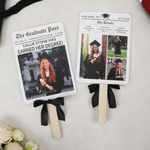 Personalized Newspaper Backdrop Ribbon Bow Photo Graduation Fans with Text Graduation Gift for Graduates