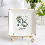 Personalised Medical Birth Flower Jewellery Tray with Name Nurses' Day Birthday Gift for Medical Staff Nurse Doctor