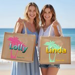 Personalizada Palm Gradiente Nombre Bolsa de Yute Toalla de Playa de Secado Rápido Suave Sobredimensionada con Texto Vacaciones de Verano Fiesta en la Playa Regalo de Cumpleaños para Mujer