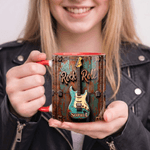 Spersonalizowany kubek ceramiczny z imieniem i nazwiskiem Rock Guitar 11 oz 15 oz Codzienny prezent urodzinowy dla miłośników gitary