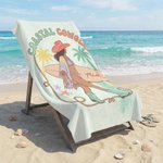 Personalized Playful Beach Babe Oversized Quick Dry Beach Towel with Name Beach Party Holiday Gift for Woman Cowgirl