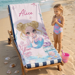 Personalisierte Meerjungfrau schnell trocknende überdimensionale Strandtuch mit Namen Freizeit Urlaub Strand Party Geburtstag Geschenk für Mädchen Familie
