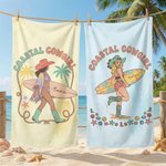 Personalized Playful Beach Babe Oversized Quick Dry Beach Towel with Name Beach Party Holiday Gift for Woman Cowgirl