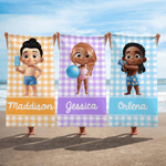 Serviette de plage surdimensionnée à rayures et à séchage rapide avec nom Cadeau d'anniversaire pour garçons et filles