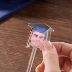Personalized Graduation Cap Face Photo Acrylic Cocktail Stick Drink Stirrer with Year Graduation Party Gift for Friends Graduates