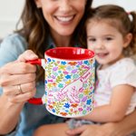 Taza personalizada de cerámica con nombres flores de colores y diseño de manos regalo de cumpleaños y Día de la Madre para mamá y abuela