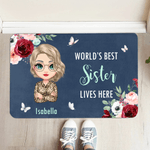 Zerbino antiscivolo con titolo e nome Personalizzato con personaggi dei cartoni animati acquerellati Regalo per la Festa della Mamma per la Nonna
