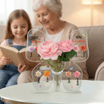 Personlig födelseblomma fjäril akrylvas med 1-10 barns namn och 1-15 barnbarns namn Mors dag födelsedagspresent till mamma mormor