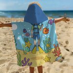 Serviette de plage à capuche personnalisée Princesse Sirène Dinosaure Plongeur Séchage rapide avec nom Accessoires de plage Cadeau d'anniversaire pour Garçons Filles
