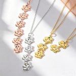 Personalized 1-12 Paw Print Birthstone Necklace Exquisite Jewellery with Engraved Names Anniversary Birthday Gift for Pet Owner Lover
