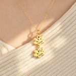 Personalized 1-12 Paw Print Birthstone Necklace Exquisite Jewellery with Engraved Names Anniversary Birthday Gift for Pet Owner Lover