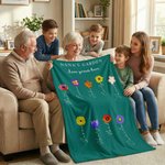 Spersonalizowany 1-12 Birth Flowers Miękki koc do rzucania z imionami Wystrój domu Dzień Matki Prezent urodzinowy dla mamy Babcia Żona