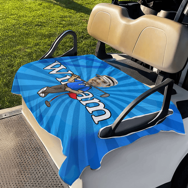 Personalised Cartoon Character Photo Breathable Golf Cart Seat Cover with Name Club Team Birthday Gift for Golf Players Lovers