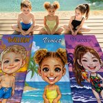 Serviette de plage à séchage rapide avec nom Anniversaire Voyage à la plage Cadeau pour la famille Amis