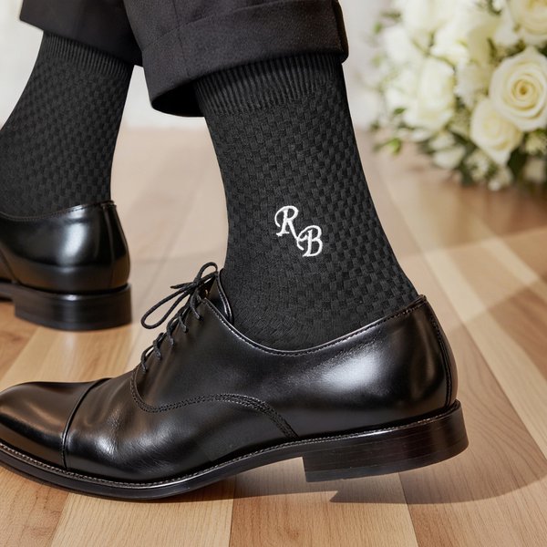 Personalized Embroidered Monogram Men's Wedding Socks Bachelor Party Proposal Wedding Gift for Best Man Groomsman Groom