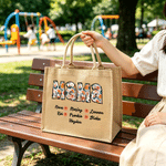 Personalized Bohemian Style Large Capacity Jute Tote Bag with Name Daily Use Mother's Day Birthday Gift for Mom Grandma Woman