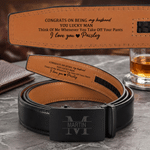 Personalized Engraved Initial Name Men's Casual Buckle PU Leather Belt Anniversary Birthday Father's Day Gift for Father Husband