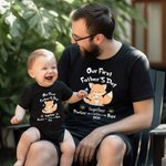 Orsetti personalizzati per il biberon La nostra prima festa del papà Set di magliette per neonati in cotone al 100% con nome Regalo per la festa del papà per il nuovo papà