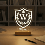 Veilleuse LED en acrylique personnalisée avec nom et socle en bois Cadeau de fête des pères pour hommes