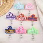 Personalized 3D Printing Set of 2  Name Badge Reel with Occupation Birthday Induction Gift for Registered Nurse Medical Staff Educator