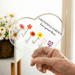 Placca acrilica personalizzata a forma di cuore con 1-12 nomi, titolo e testo Decorazione per la stanza Regalo per la festa della mamma per la nonna
