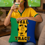 Taie d'oreiller personnalisée en forme de silhouette de joueur de football avec nom et numéro Utilisation quotidienne Club de football Cadeau d'anniversaire pour la famille et les amis