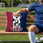 Taie d'oreiller personnalisée en forme de silhouette de joueur de football avec nom et numéro Utilisation quotidienne Club de football Cadeau d'anniversaire pour la famille et les amis