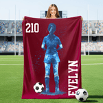 Silueta de futbolista personalizada Manta suave con nombre y número Decoración del hogar Cumpleaños Uso diario Regalo para adolescentes Futbolistas