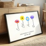 Personalised 1-12 Birth Flowers Poster Frameless Framed Painting with Names and Text Wall Room Decor Mother's Day Birthday Gift for Mom Grandma