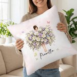 Personalizado Elegante Nacimiento Flor Niña Suave Funda de Almohada con Nombre Decoración del Hogar Día de la Madre Cumpleaños Regalo para Mujer