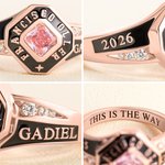 Personalized Square Birthstone Class Ring with Engraved Text and Zircons Graduation Anniversary Gift for Graduates