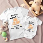 Orsetti personalizzati per il biberon La nostra prima festa del papà Set di magliette per neonati in cotone al 100% con nome Regalo per la festa del papà per il nuovo papà