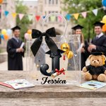Personalisierte Ballon Grad Kappe anfängliche klare Geschenktüte mit Namen Jahr und Schleife Graduierung Party Gunst für Absolventen