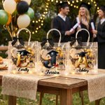 Personalisierte Ballon Grad Kappe anfängliche klare Geschenktüte mit Namen Jahr und Schleife Graduierung Party Gunst für Absolventen