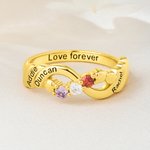 Personlig 1-6 familie fødselssteiner Infinity-ring med inngraverte navn Bursdagsjubileum Morsdagsgave til mor Kvinne