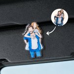 Personalized Comic Style Photo Acrylic Car Visor Clip with Text Car Accessories Birthday Anniversary Gift for Friend Couple Family