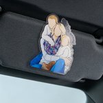 Personalized Comic Style Photo Acrylic Car Visor Clip with Text Car Accessories Birthday Anniversary Gift for Friend Couple Family
