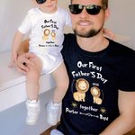 Orsetti personalizzati per il biberon La nostra prima festa del papà Set di magliette per neonati in cotone al 100% con nome Regalo per la festa del papà per il nuovo papà