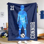 Couverture douce personnalisée avec nom et numéro de joueur de football Décoration d'intérieur Anniversaire Utilisation quotidienne Cadeau pour adolescents Joueurs de football