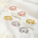 Personlig 1-6 familie fødselssteiner Infinity-ring med inngraverte navn Bursdagsjubileum Morsdagsgave til mor Kvinne