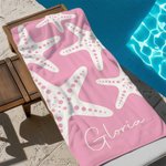 Toalla de playa personalizada de microfibra con nombre y diseño de estrella de mar regalo de cumpleaños y vacaciones para niñas y mujeres