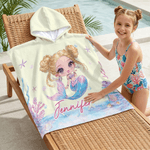 Personalised Mermaid Quick-Dry Hooded Beach Towel with Name Outdoor Activities Beach Party Birthday Gift for Girls Family