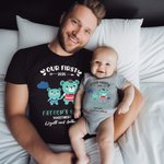 Orsetti personalizzati per il biberon La nostra prima festa del papà Set di magliette per neonati in cotone al 100% con nome Regalo per la festa del papà per il nuovo papà