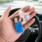 Personalized Comic Style Photo Acrylic Car Visor Clip with Text Car Accessories Birthday Anniversary Gift for Friend Couple Family
