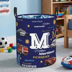 Personalized Cartoon Police Car Fire Truck Ambulance Oxford Laundry Storage Basket with Name Toy Storage Daily Use Birthday Gift for Boys Girls
